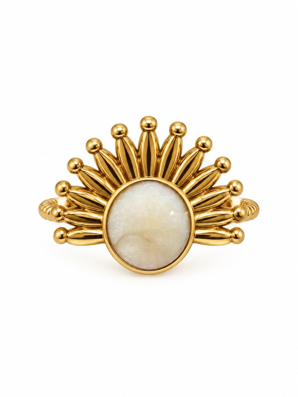 Half Burst White Enamel Ring